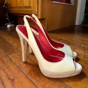 Elegant Cream‎ Peep-Toe Slingback Heels